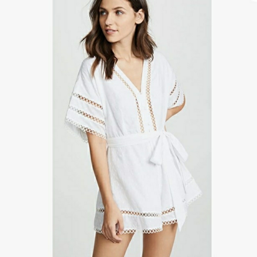 Kos Resort white Swiss dot shorts romper *no belt